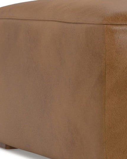 34" Brown Leather Ottoman