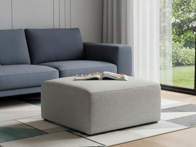 34" Gray and Brown Fabric Ottoman