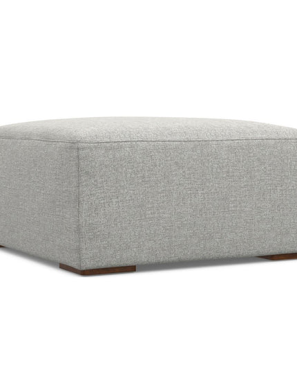 34" Gray and Brown Fabric Ottoman