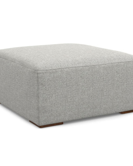 34" Gray and Brown Fabric Ottoman