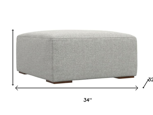 34" Gray and Brown Fabric Ottoman