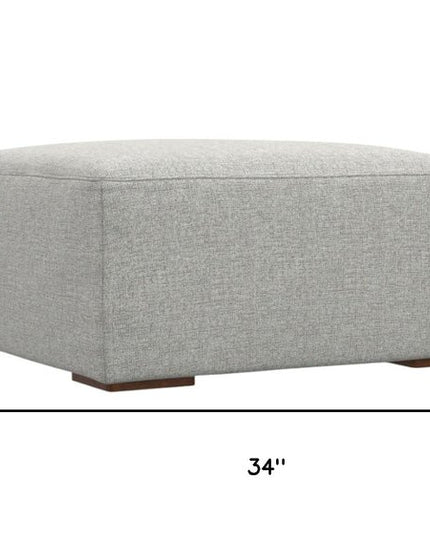 34" Gray and Brown Fabric Ottoman