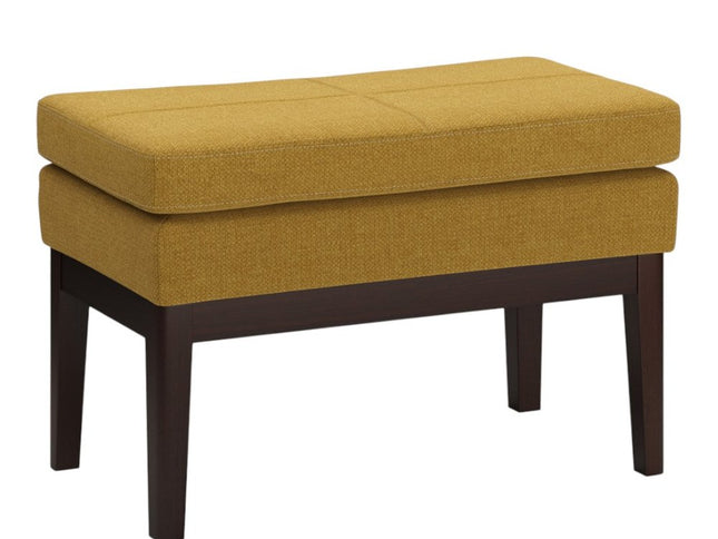 26" Yellow and Dark Brown Fabric Ottoman