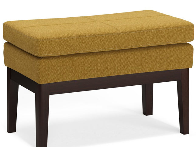 26" Yellow and Dark Brown Fabric Ottoman