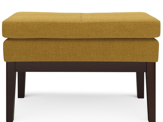 26" Yellow and Dark Brown Fabric Ottoman