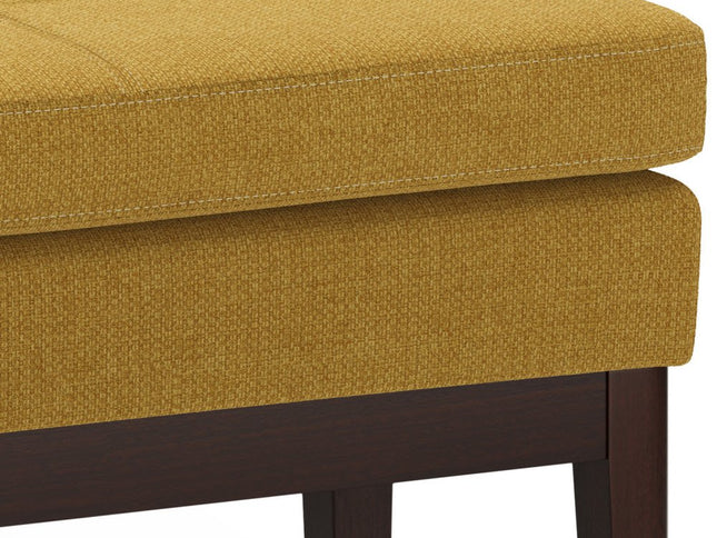 26" Yellow and Dark Brown Fabric Ottoman