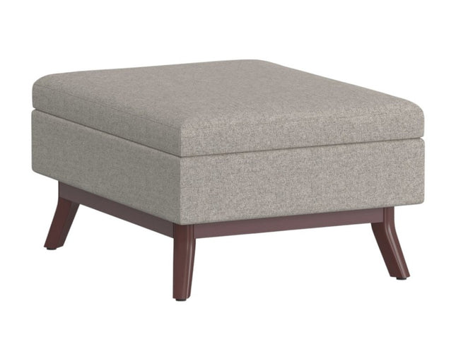 34" Gray and Brown Fabric Cocktail Ottoman With Storage