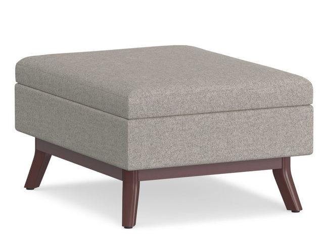 34" Gray and Brown Fabric Cocktail Ottoman With Storage