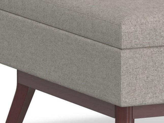34" Gray and Brown Fabric Cocktail Ottoman With Storage