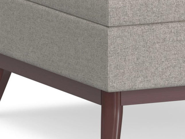 34" Gray and Brown Fabric Cocktail Ottoman With Storage