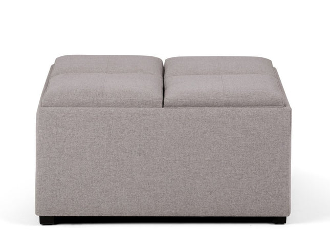 35" Gray and Dark Brown Fabric Cocktail Ottoman With Storage