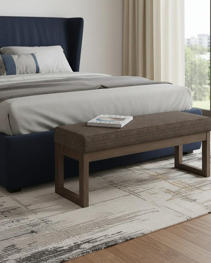 44" Brown Fabric Ottoman