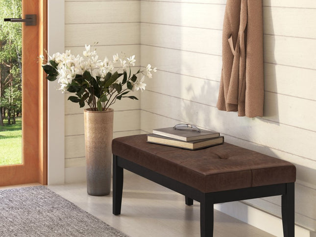 41" Brown and Espresso Leather Ottoman