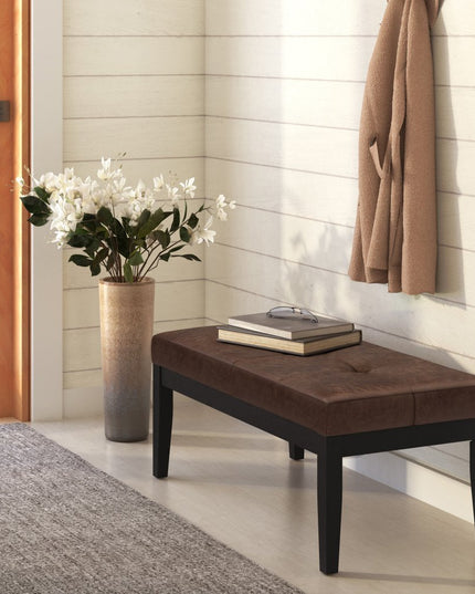 41" Brown and Espresso Leather Ottoman