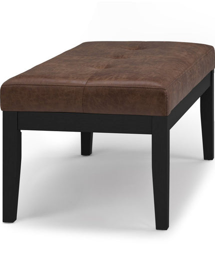 41" Brown and Espresso Leather Ottoman