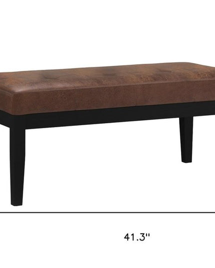 41" Brown and Espresso Leather Ottoman