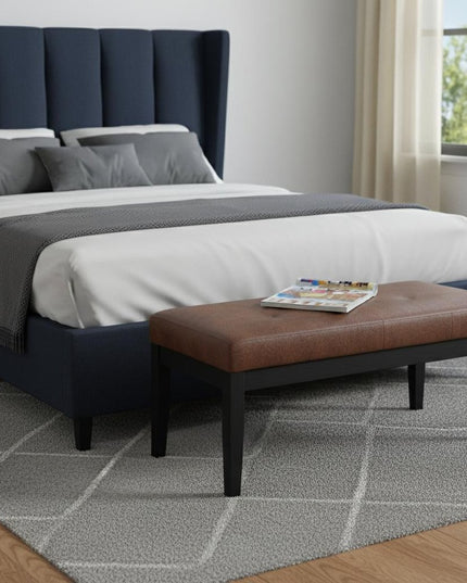 41" Brown and Espresso Leather Ottoman