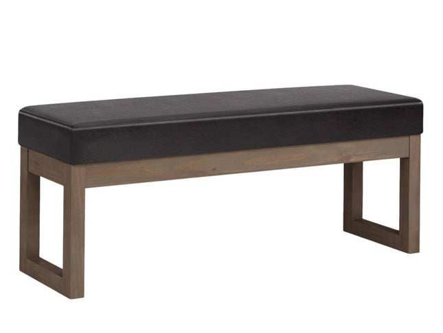 44" Brown Leather Ottoman