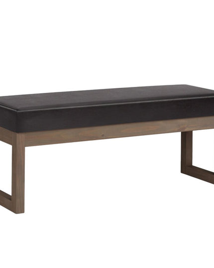 44" Brown Leather Ottoman