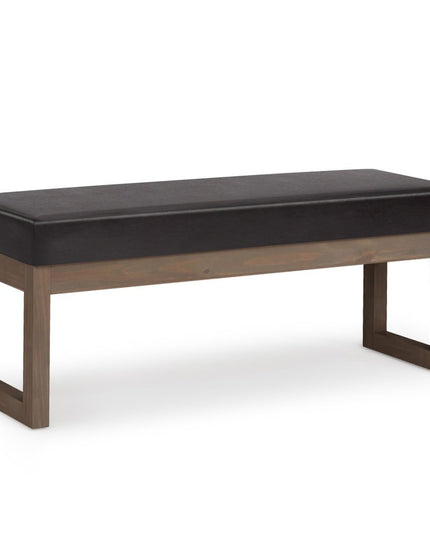 44" Brown Leather Ottoman