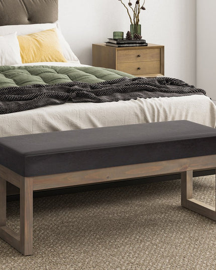 44" Brown Leather Ottoman