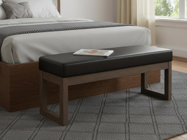 44" Brown Leather Ottoman