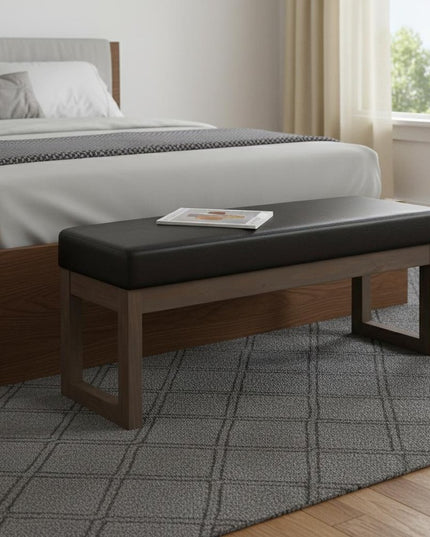 44" Brown Leather Ottoman