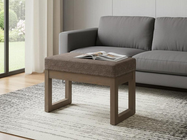 27" Brown Fabric Footstool