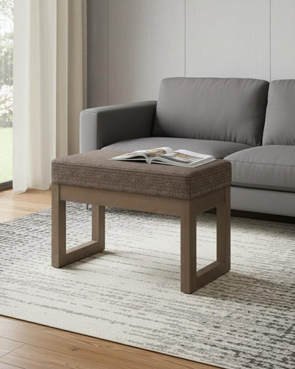 27" Brown Fabric Footstool