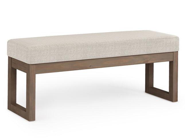 44" Dark Turquoise and Brown Fabric Ottoman