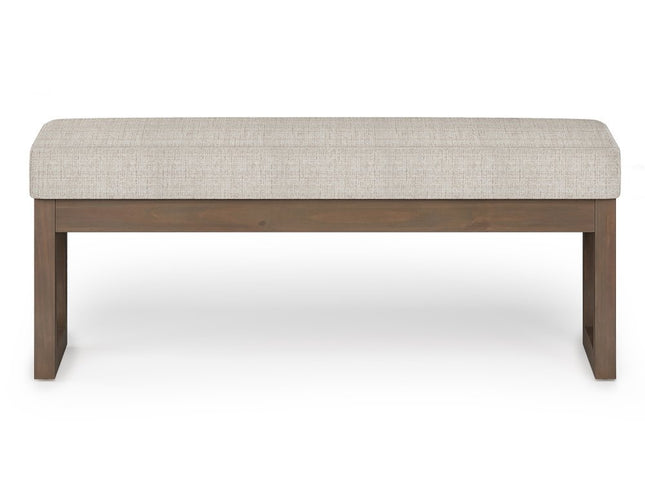 44" Dark Turquoise and Brown Fabric Ottoman