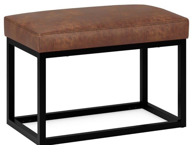 26" Brown and Black Leather Ottoman