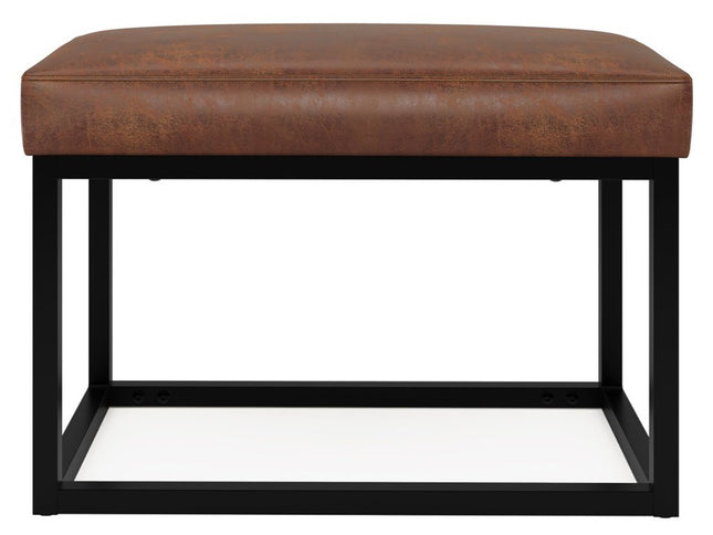 26" Brown and Black Leather Ottoman