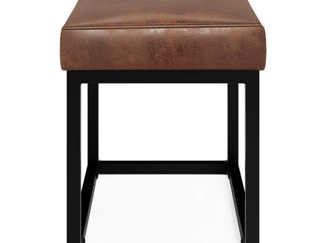 26" Brown and Black Leather Ottoman