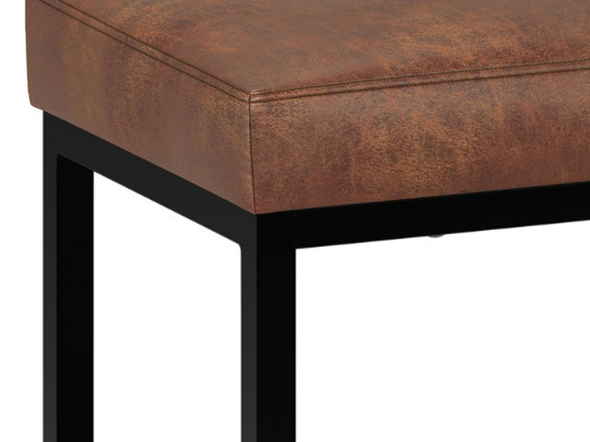 26" Brown and Black Leather Ottoman