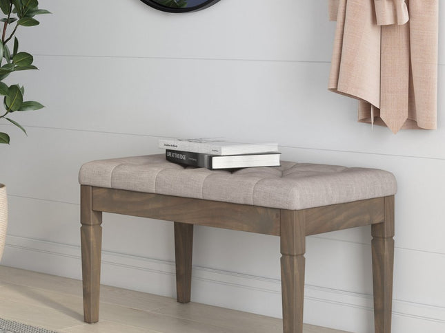 28" Natural and Brown Fabric Ottoman