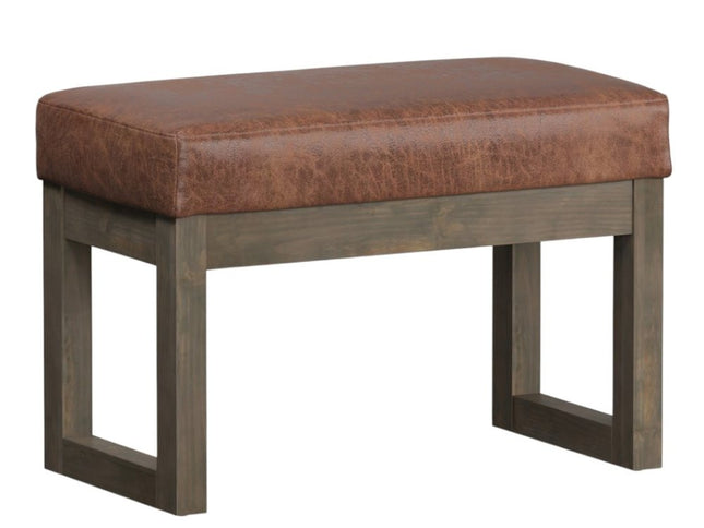 27" Brown Leather Footstool