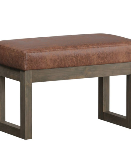 27" Brown Leather Footstool