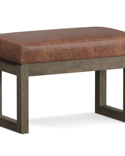 27" Brown Leather Footstool