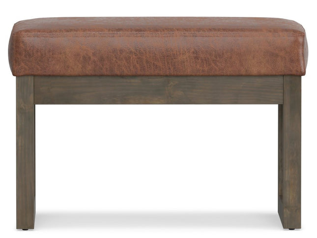 27" Brown Leather Footstool