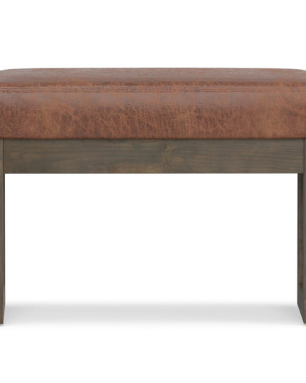 27" Brown Leather Footstool