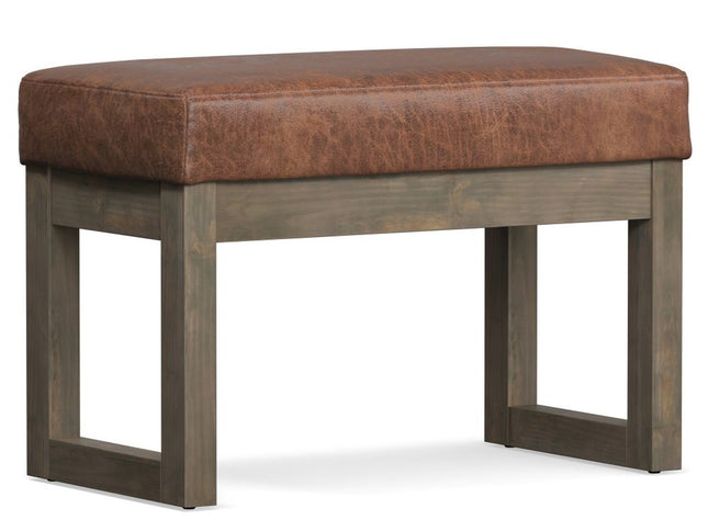 27" Brown Leather Footstool