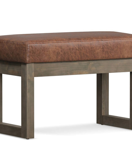 27" Brown Leather Footstool