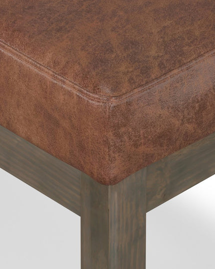 27" Brown Leather Footstool