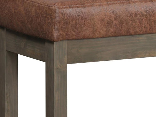 27" Brown Leather Footstool