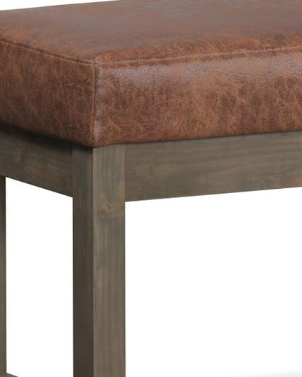 27" Brown Leather Footstool