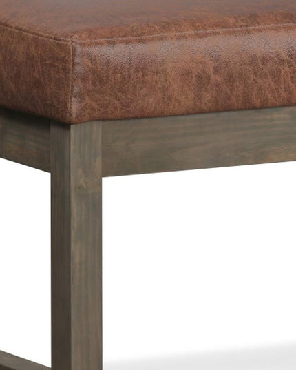27" Brown Leather Footstool