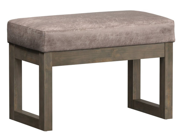 27" Gray and Dark Brown Leather Footstool