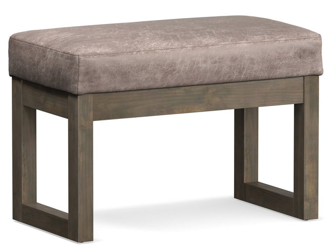 27" Gray and Dark Brown Leather Footstool