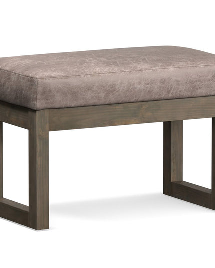 27" Gray and Dark Brown Leather Footstool